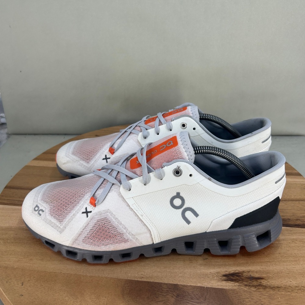 On Cloud X Mens Running Shoes White Orange Grey Size 11 Cushion Low Top Sneaker - Picture 3 of 8